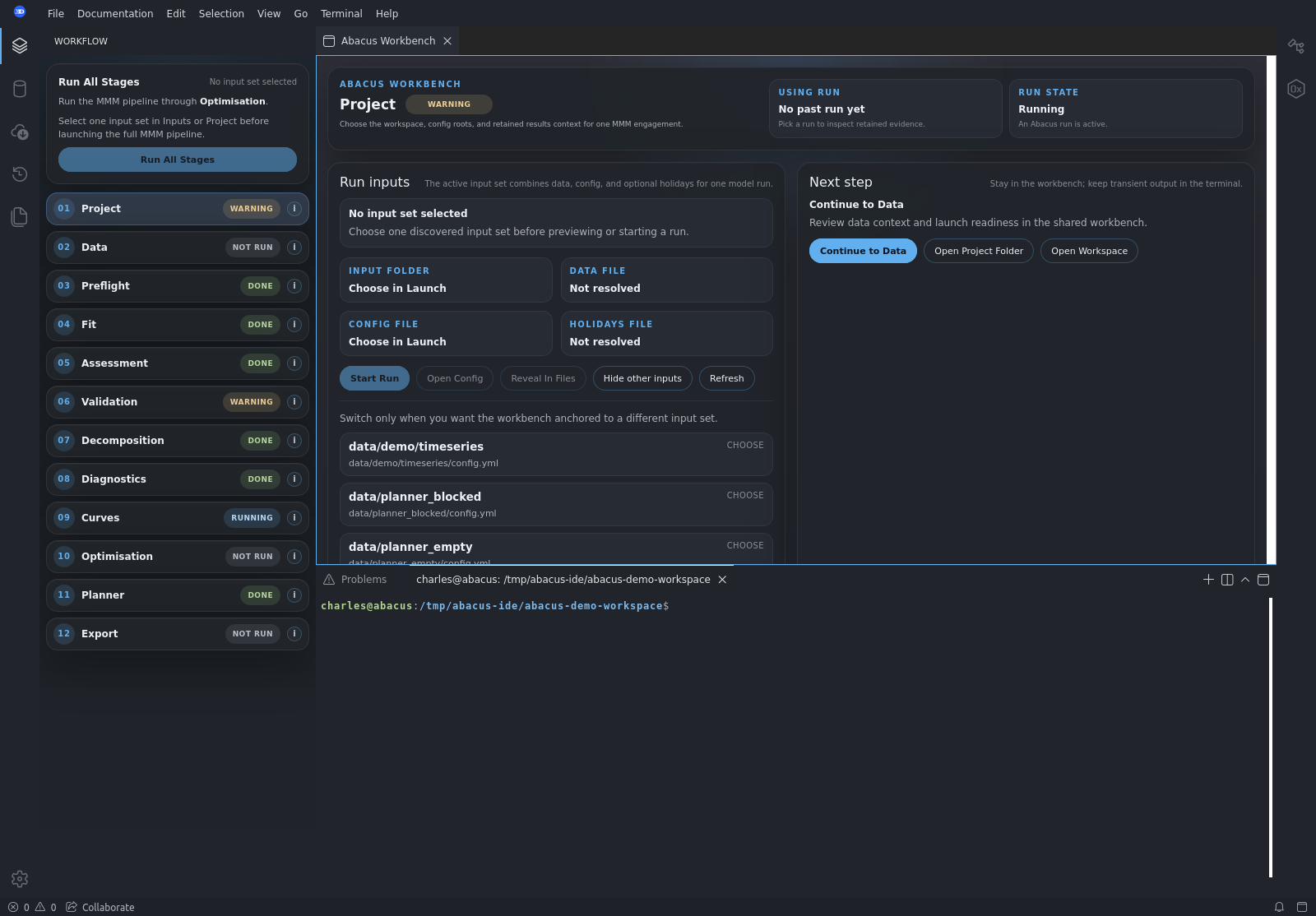 Abacus IDE workflow shell